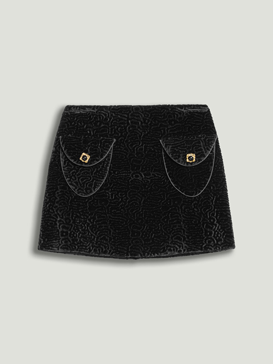 Nocturne Aksesuarlı Süet Mini Etek