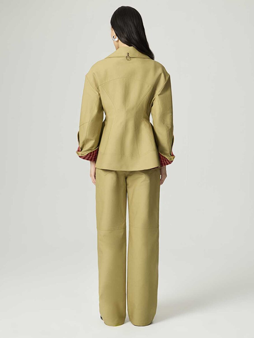 Nocturne Ekose Manşetli Kanca Aksesuarlı Ceket