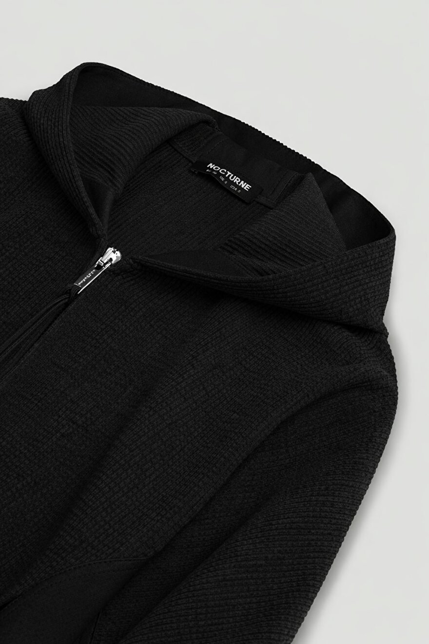 Nocturne Dökümlü Kapüşonlu Ceket