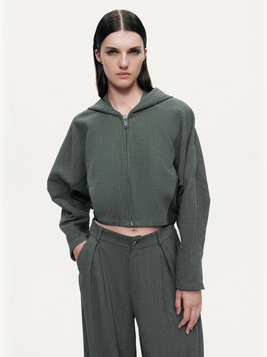 Nocturne Dökümlü Kapüşonlu Ceket