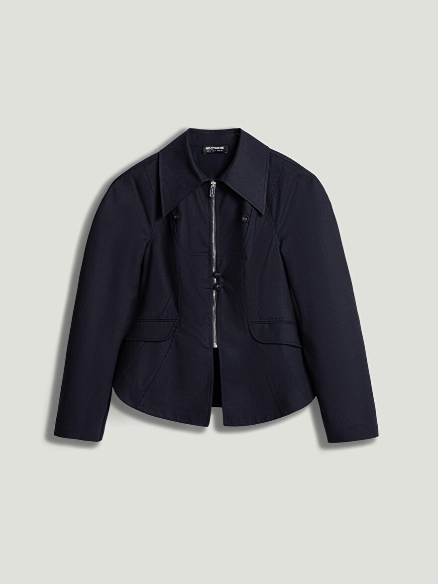 Nocturne Fermuar ve Düğme Detaylı Ceket