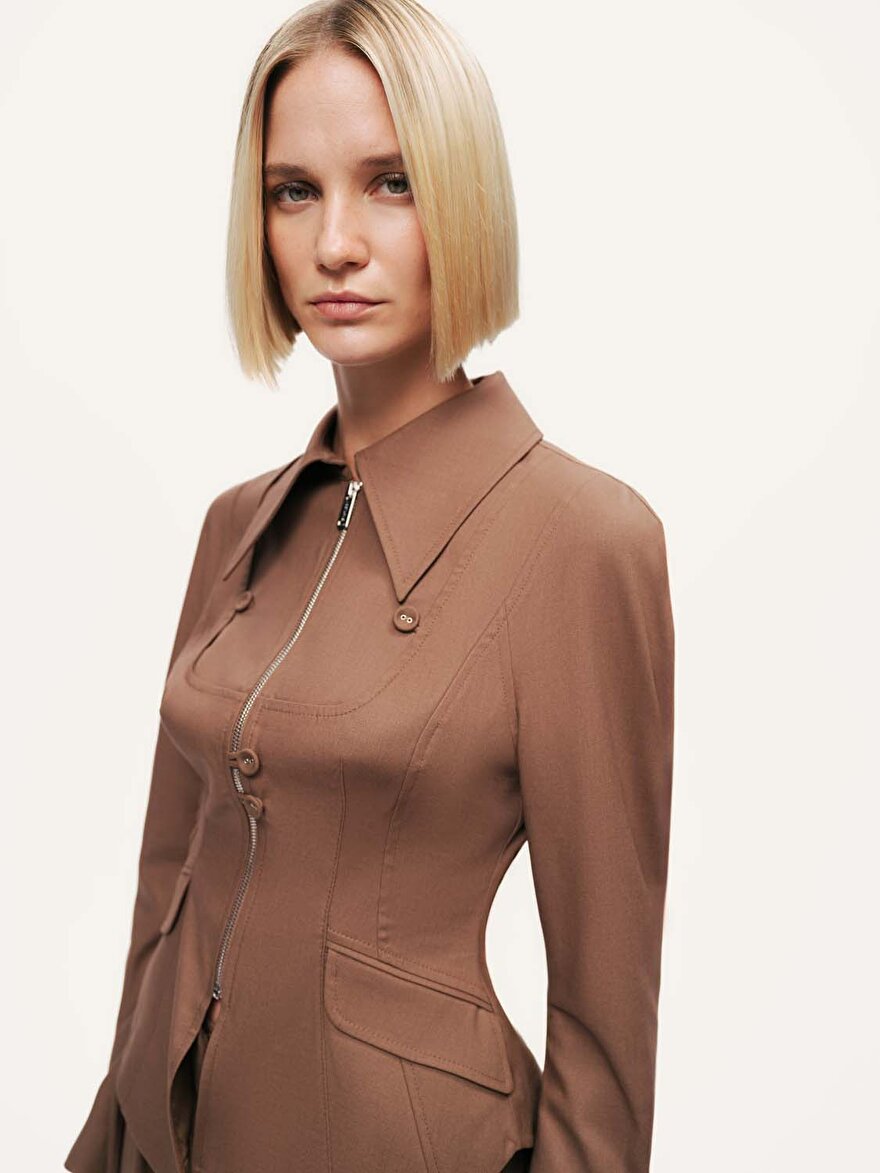 Nocturne Fermuar ve Düğme Detaylı Ceket