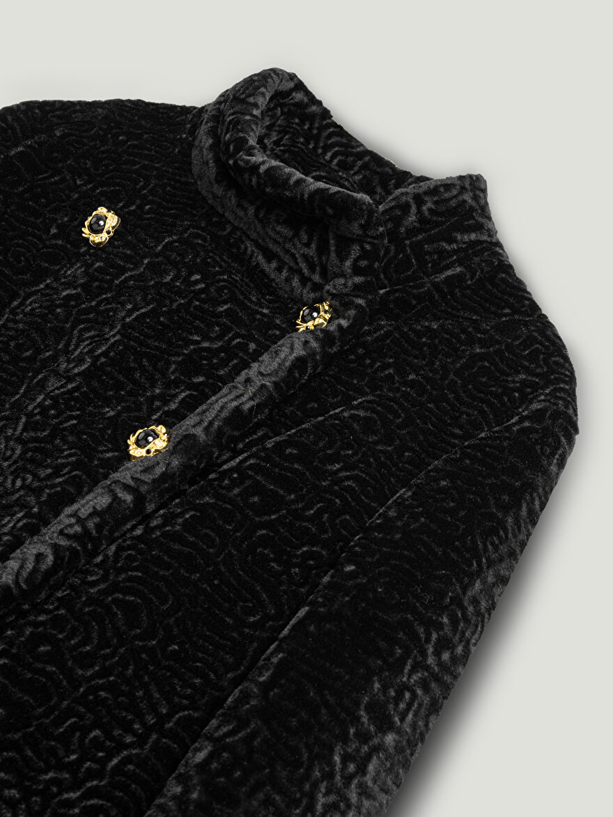 Nocturne Dik Yaka Süet Ceket