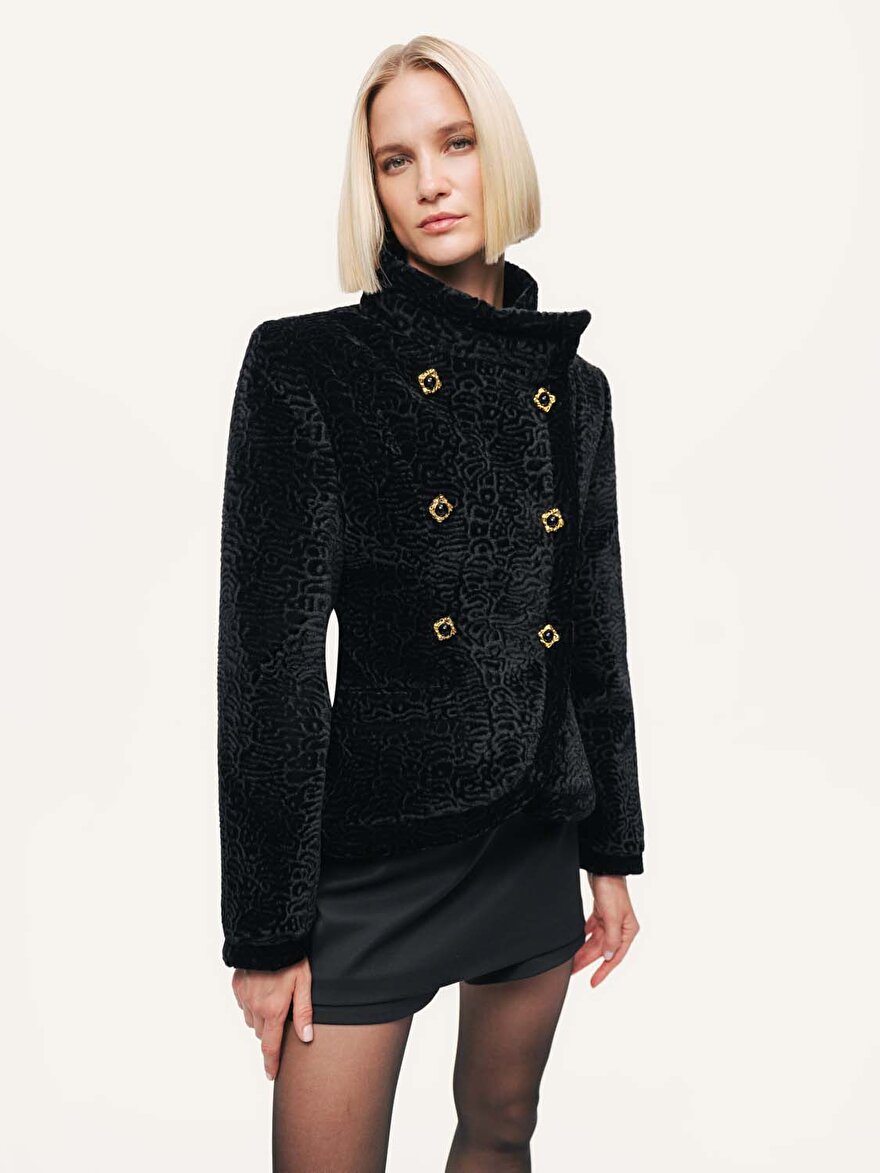 Nocturne Dik Yaka Süet Ceket