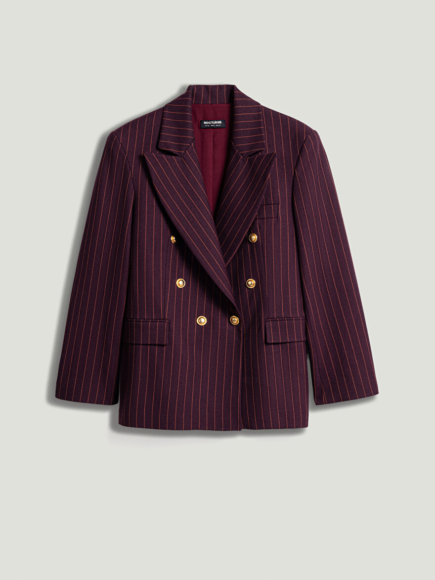 Nocturne Kruvaze Çizgili Blazer Ceket