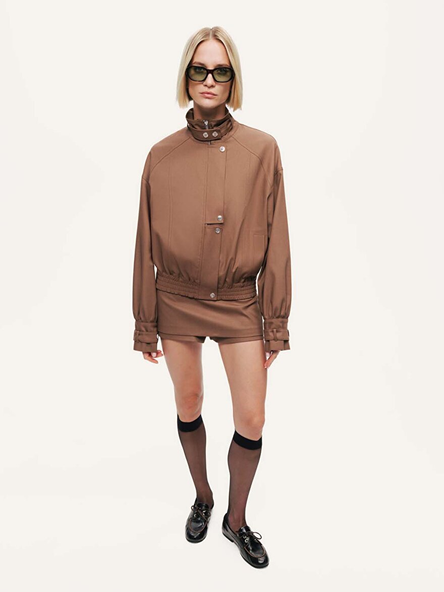 Nocturne Kemerli Yüksek Yakalı Ceket