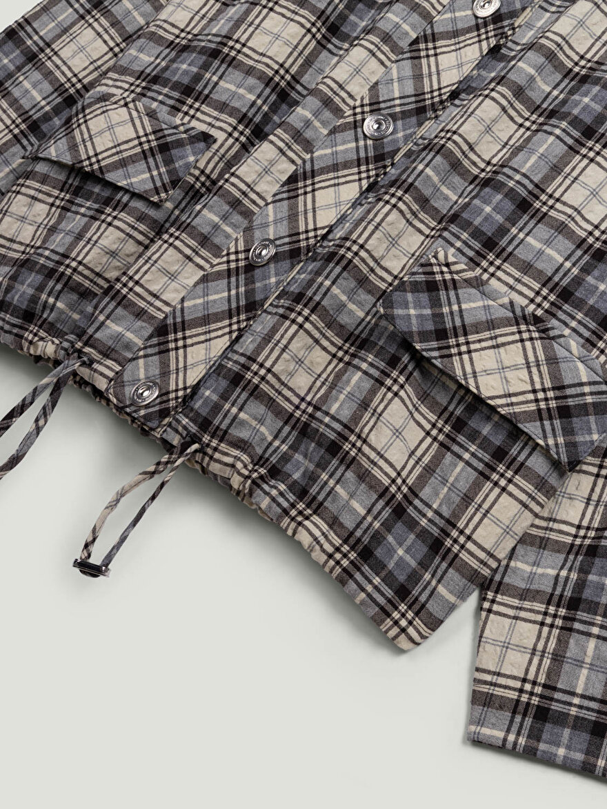 Nocturne Kontrast Yakalı Ekose Ceket