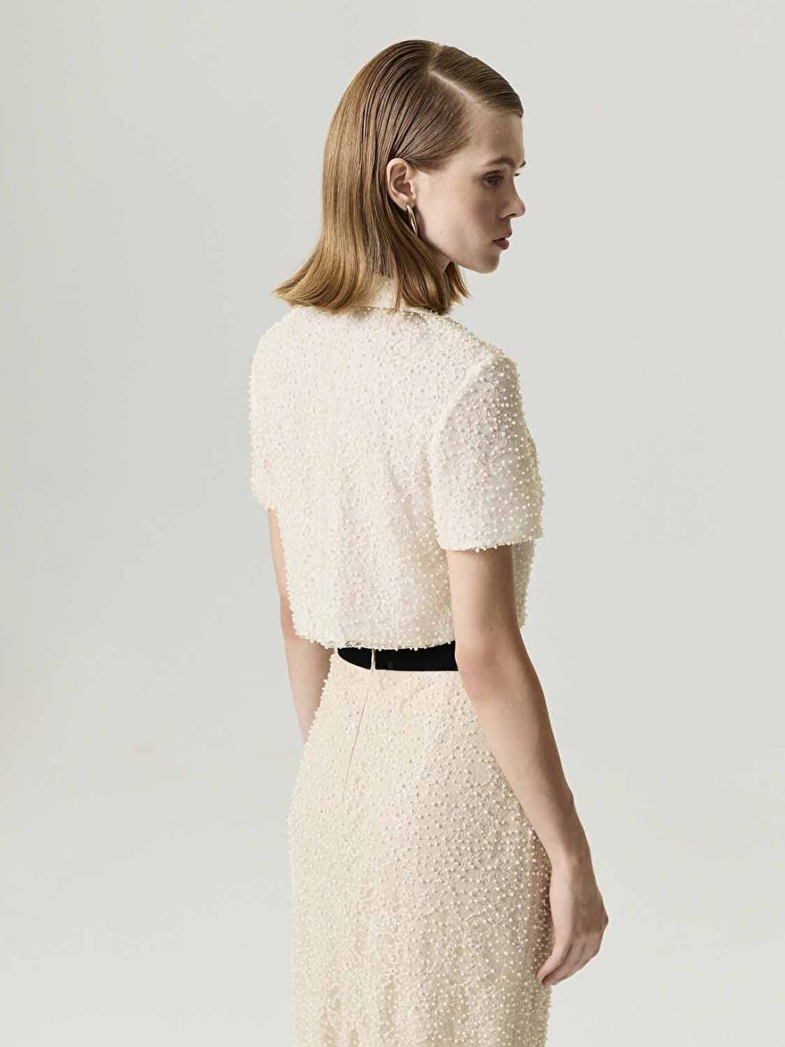 Nocturne İnci İşlemeli Fiyonk Detaylı Bluz