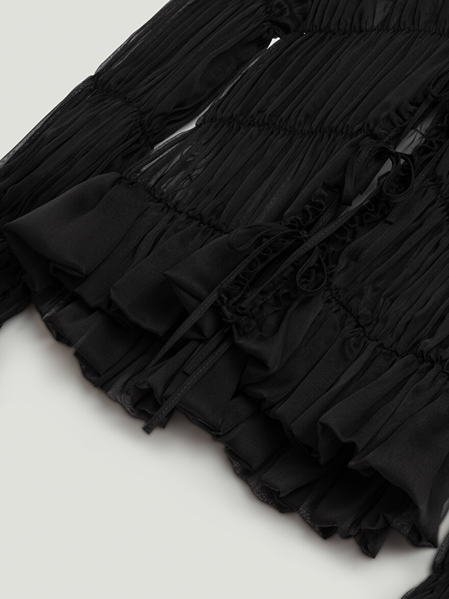 Nocturne Büzgülü Transparan Bluz