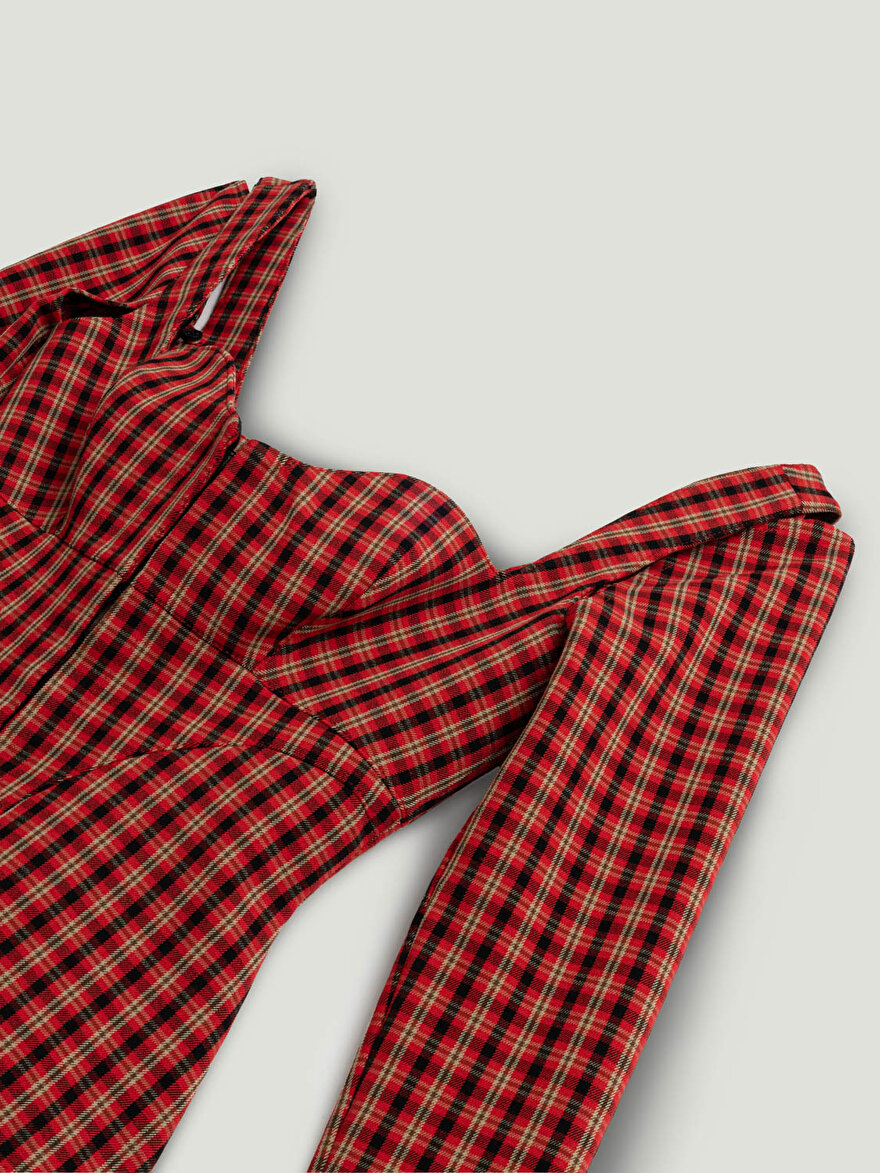 Nocturne Ekoseli Korse Tasarımlı Bluz