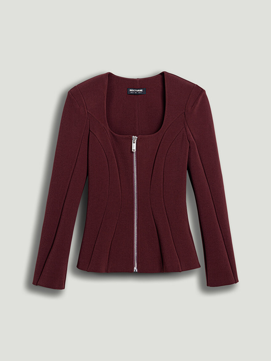 Nocturne Fermuar Detaylı Vatkalı Bluz