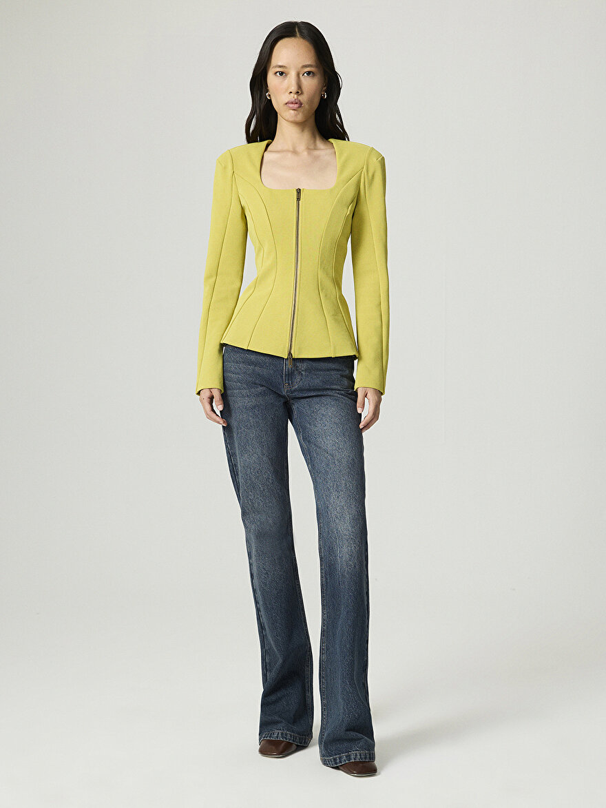 Nocturne Fermuar Detaylı Vatkalı Bluz