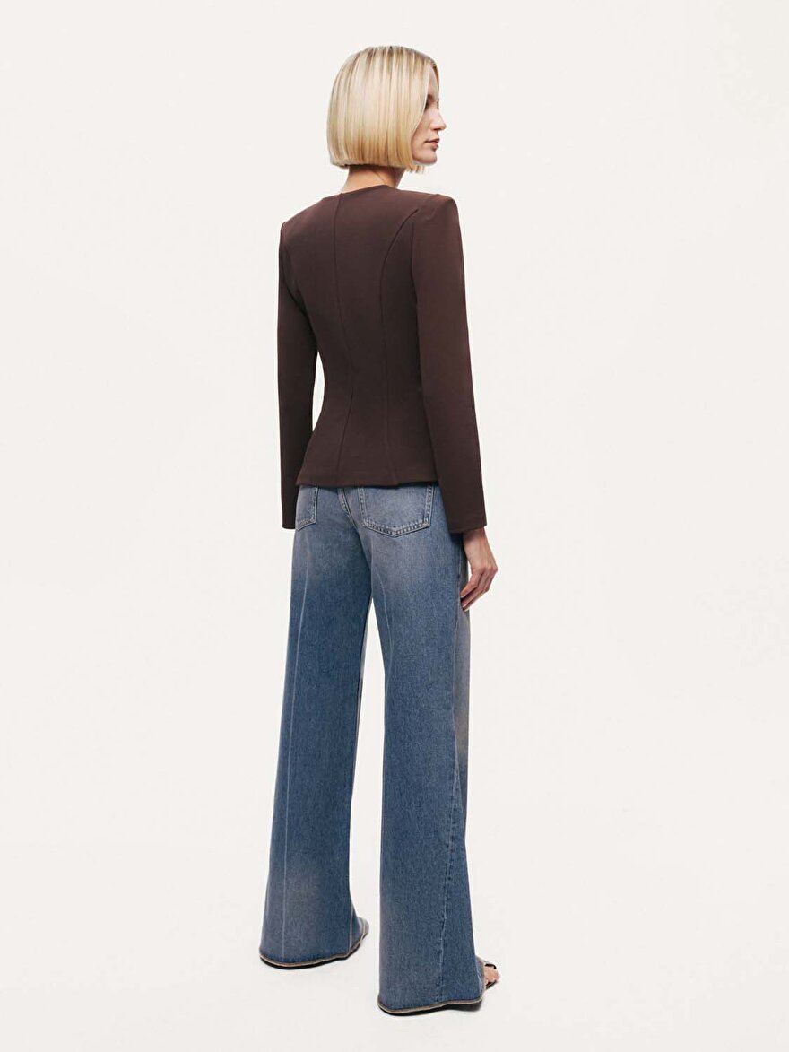 Nocturne Fermuar Detaylı Vatkalı Bluz