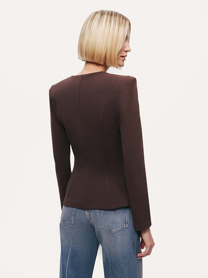 Nocturne Fermuar Detaylı Vatkalı Bluz