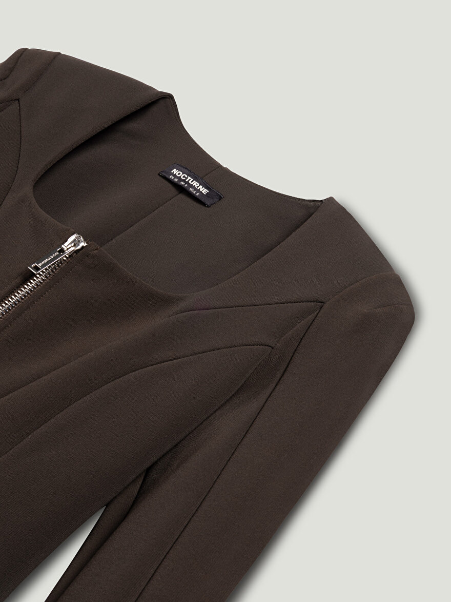 Nocturne Fermuar Detaylı Vatkalı Bluz