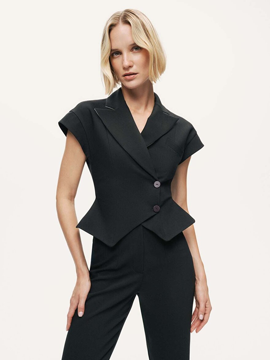 Nocturne Katlı Kruvaze Yaka Yelek