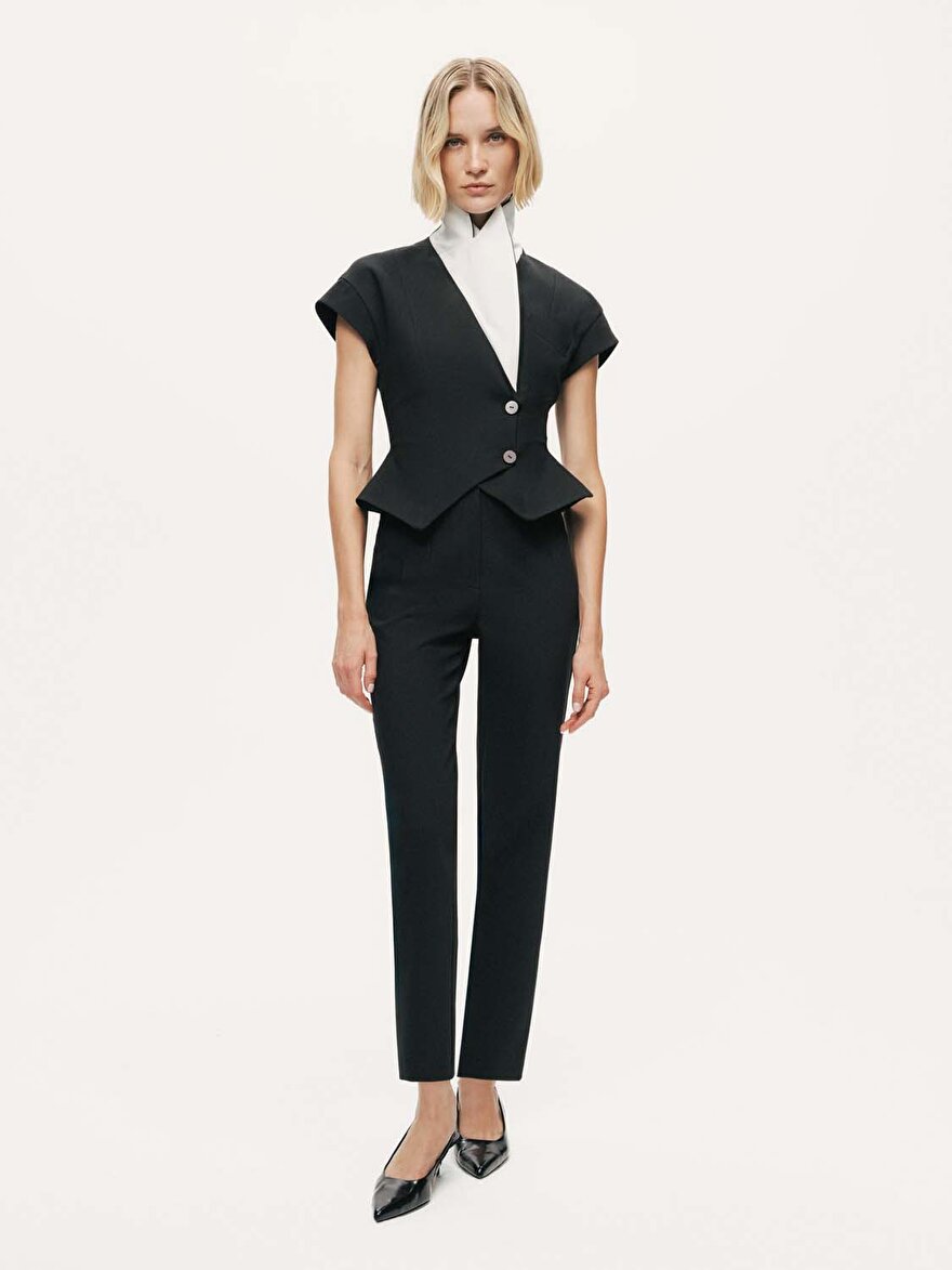 Nocturne Katlı Kruvaze Yaka Yelek