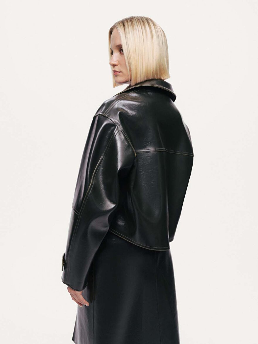 Nocturne Kanca Detaylı Suni Deri Ceket