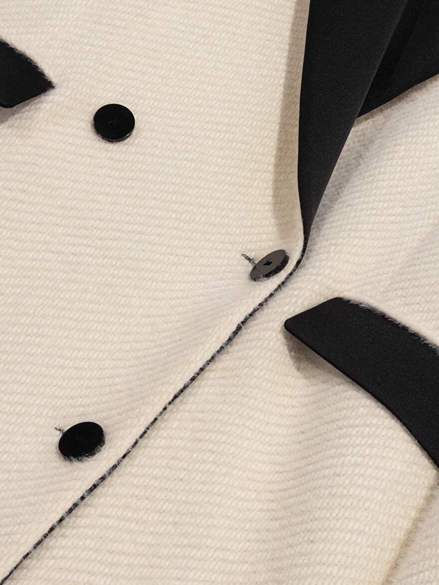 Nocturne Kontrast Detaylı Maxi Kaban