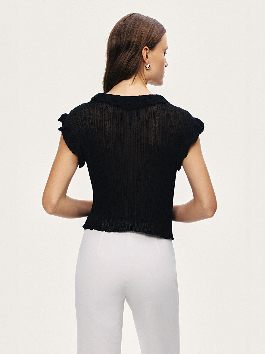 Nocturne Fırfır Detaylı V Yaka Triko