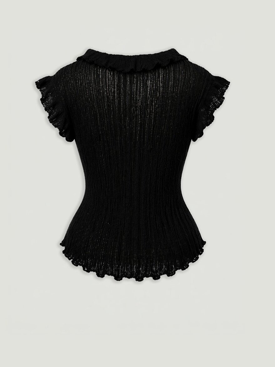 Nocturne Fırfır Detaylı V Yaka Triko