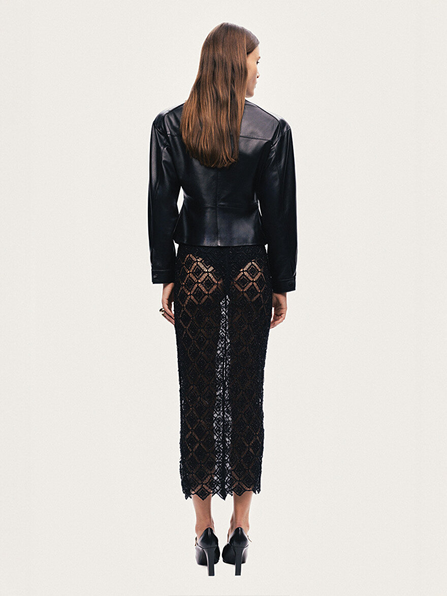 Nocturne Balenli Vatkalı Deri Ceket