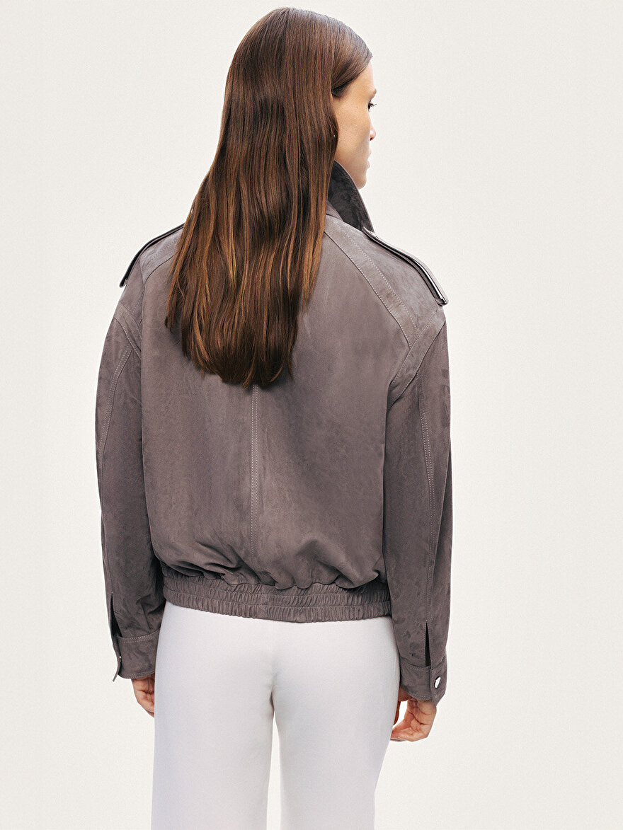 Nocturne Dik Yaka Süet Ceket