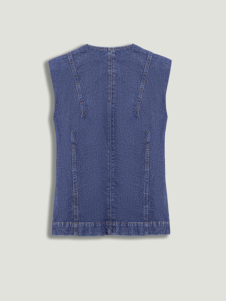 Nocturne Metal Düğmeli Denim Yelek