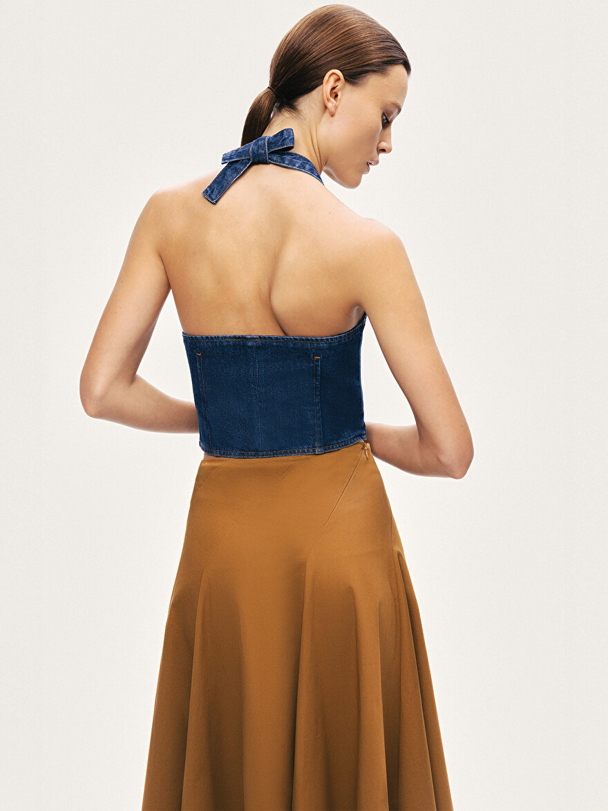 Nocturne Boyundan Bağlamalı Denim Yelek