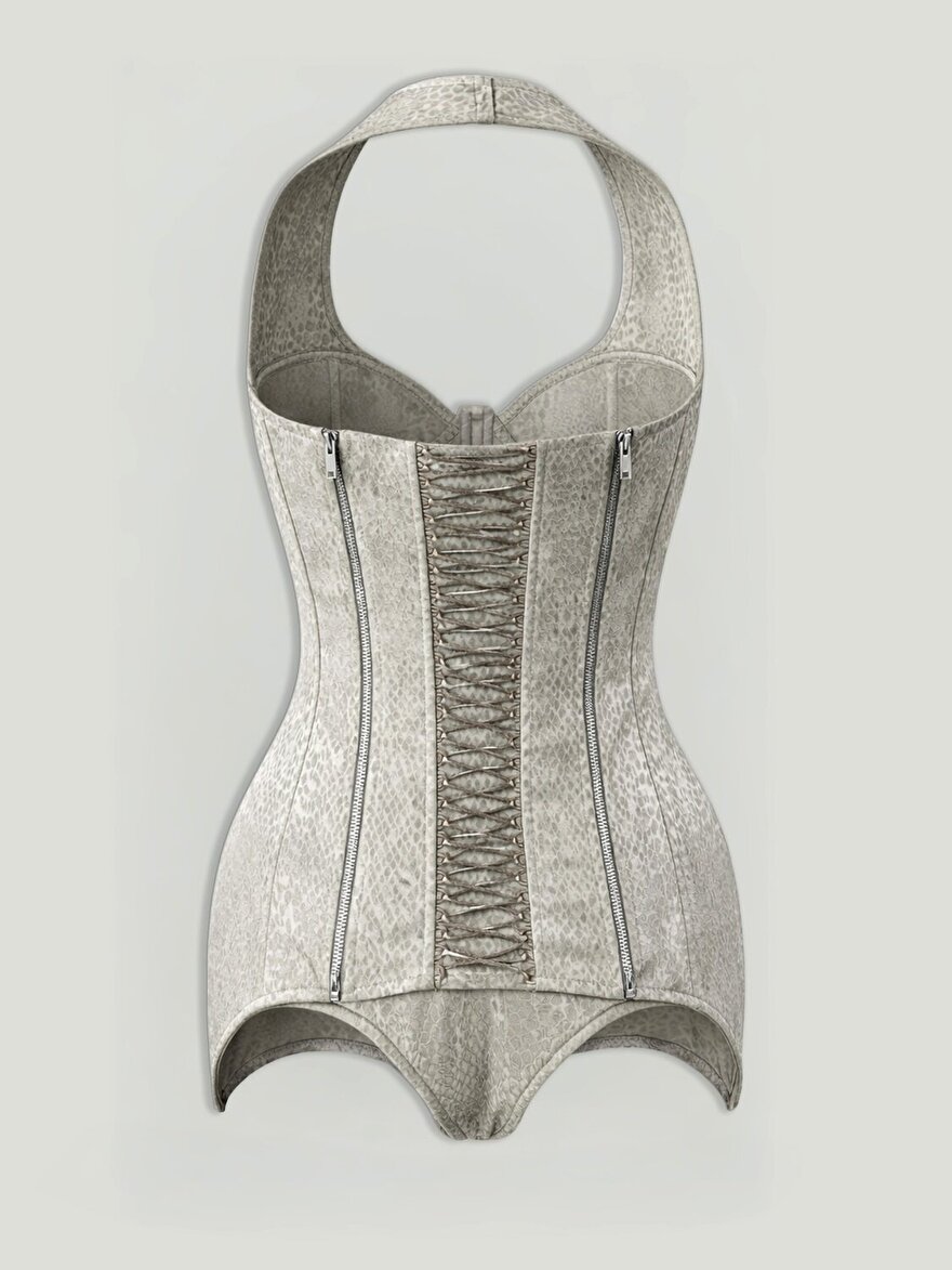 Nocturne Yılan Desenli Balenli Korse Body