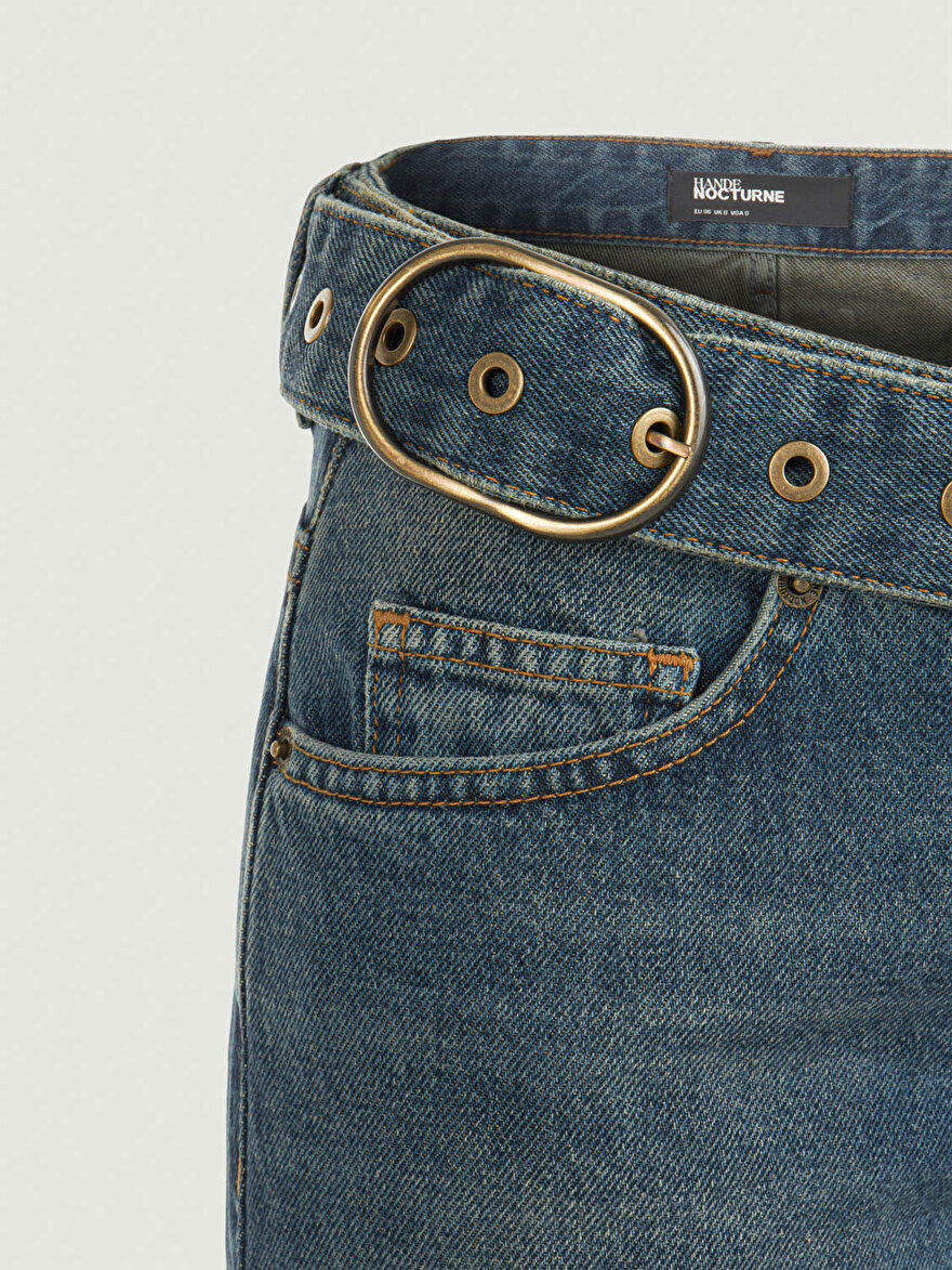 Nocturne Kemer Detaylı Denim Pantolon