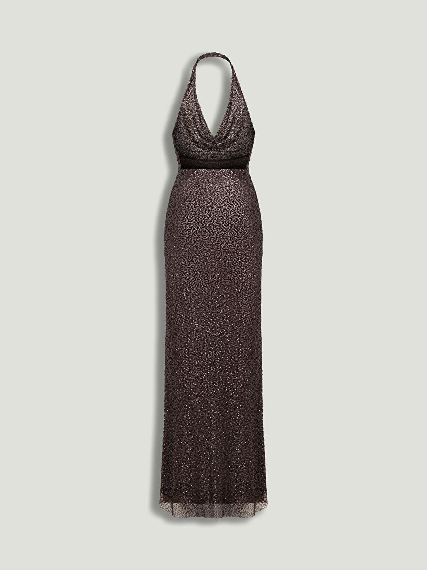 Nocturne Degaje Detaylı Pul İşlemeli Maxi Elbise
