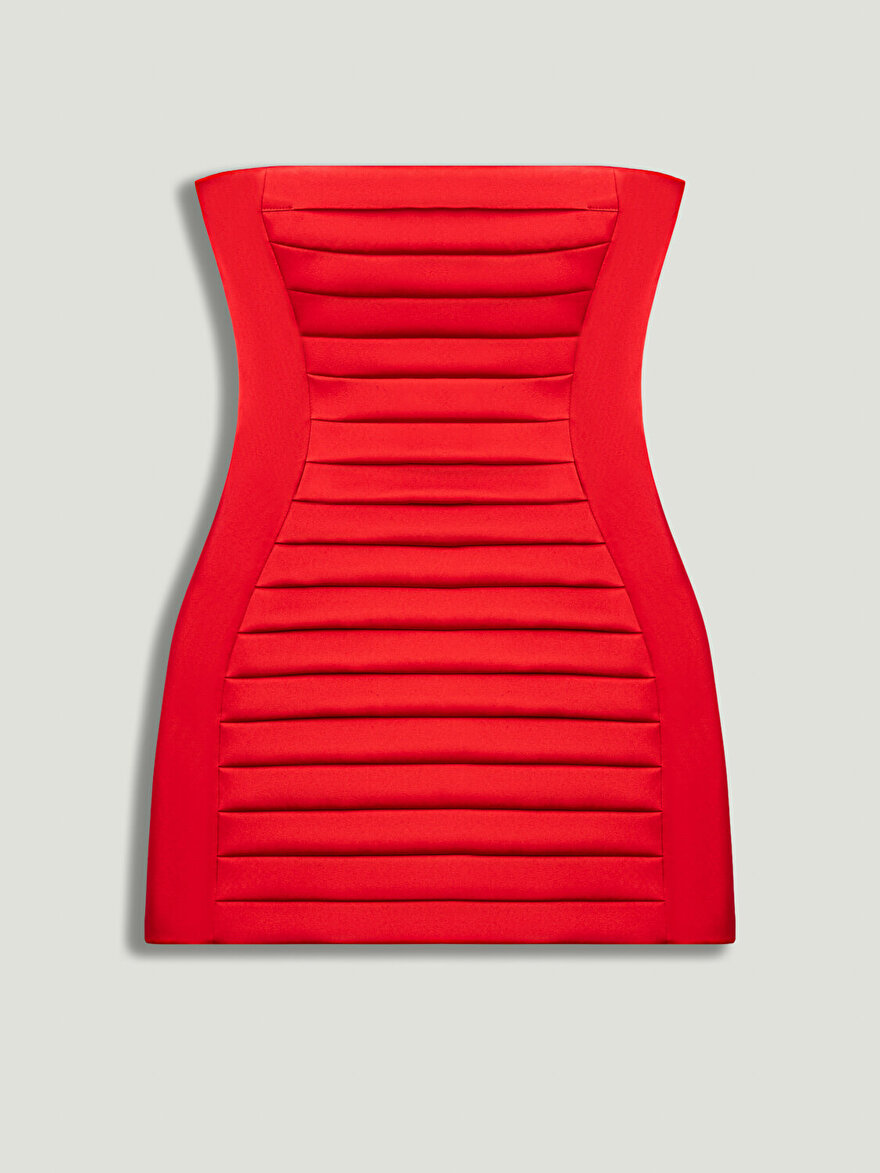 Nocturne Plise Detaylı Straplez Mini Elbise