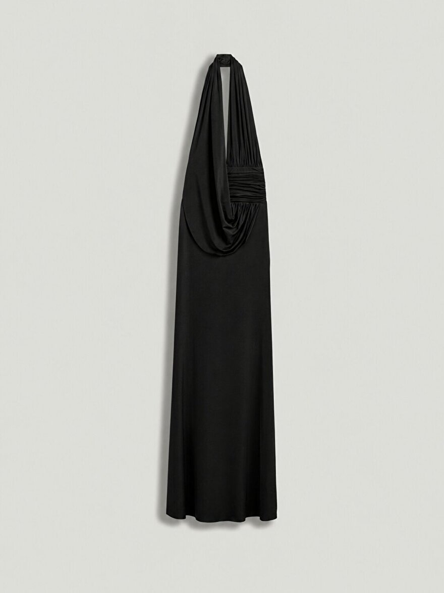 Nocturne Drape Detaylı Halter Yaka Maxi Elbise