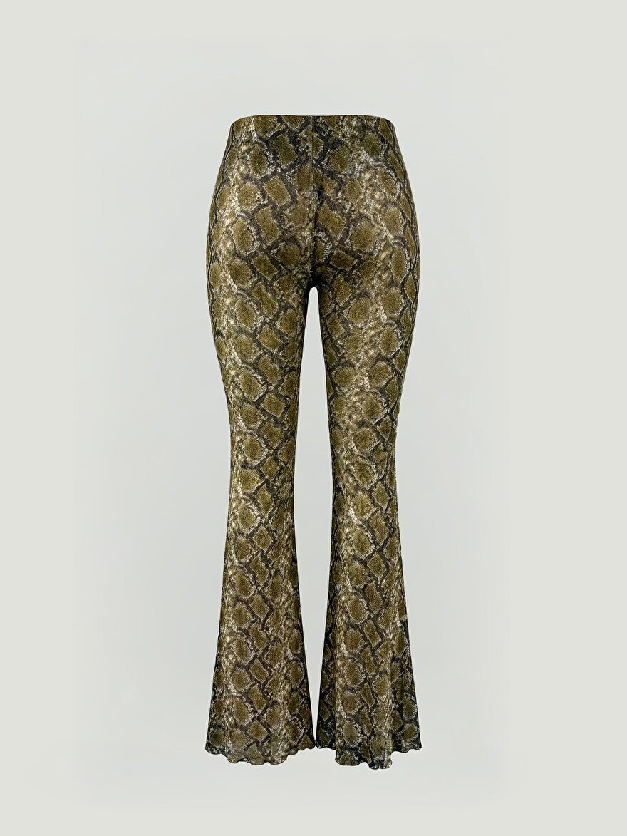 Nocturne Yılan Desenli Flare Pantolon