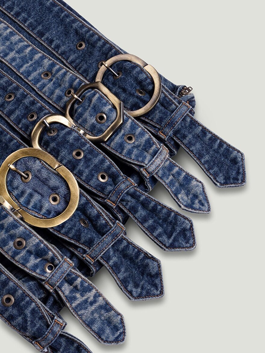 Nocturne Kemer Detaylı Mini Denim Etek