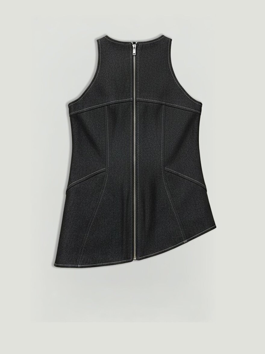 Nocturne Halter Yaka Denim Bluz