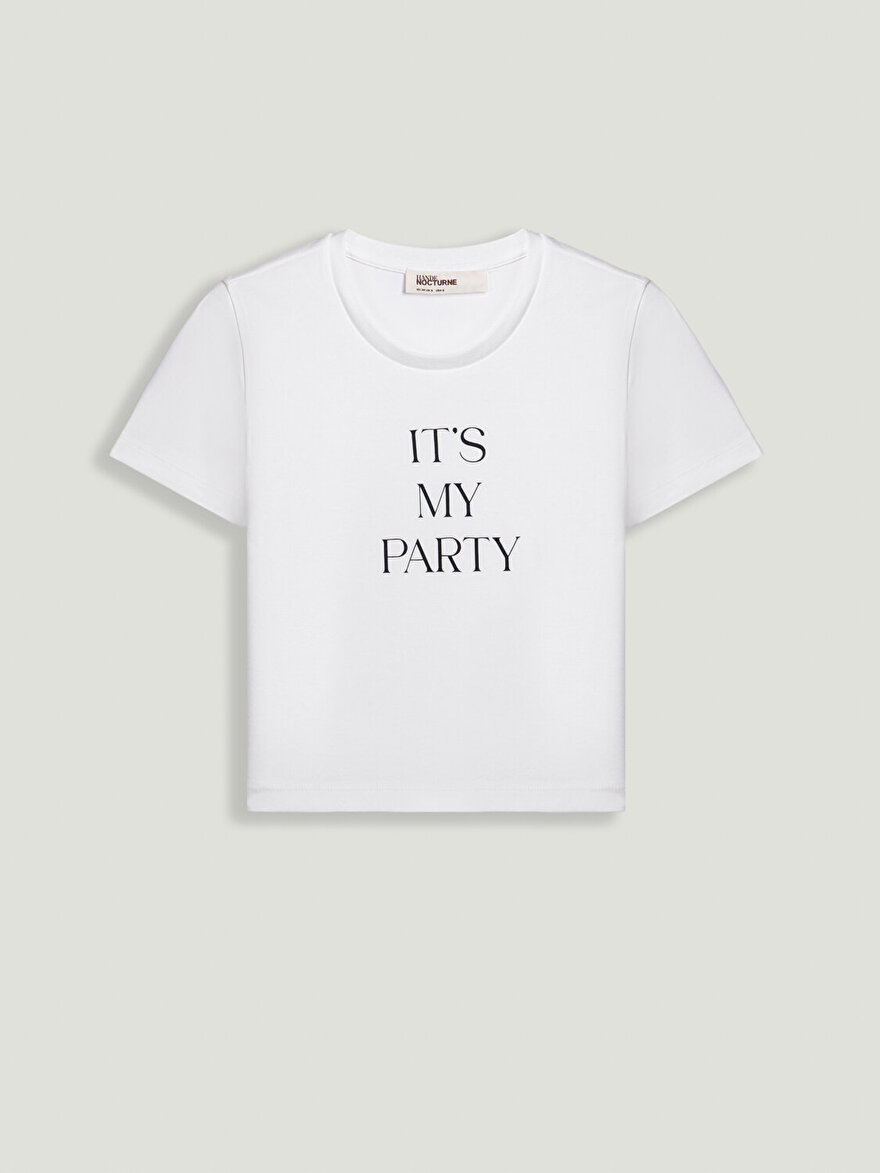 Nocturne Bisiklet Yaka Crop Tişört