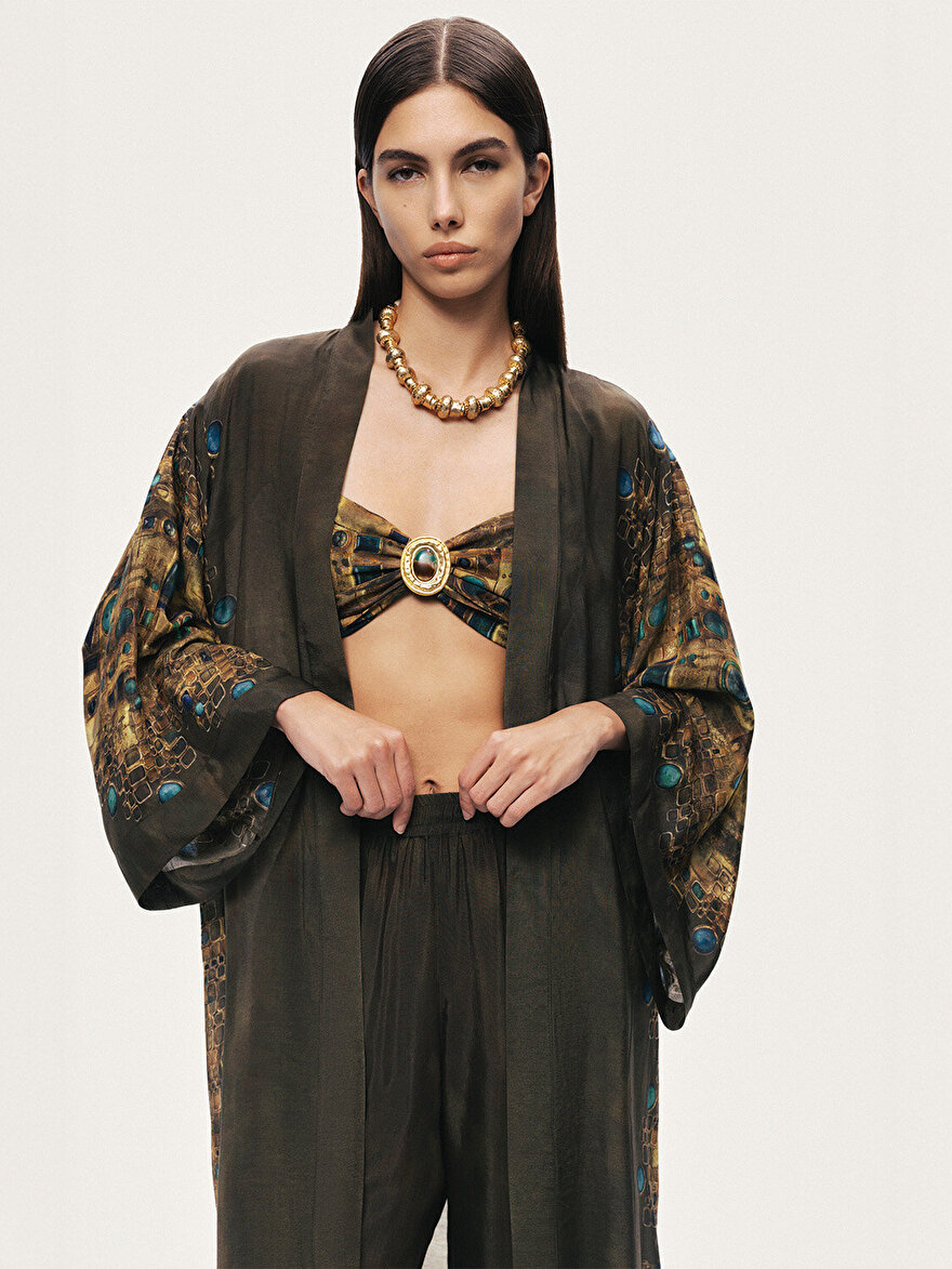 Nocturne Desenli Maxi Kimono