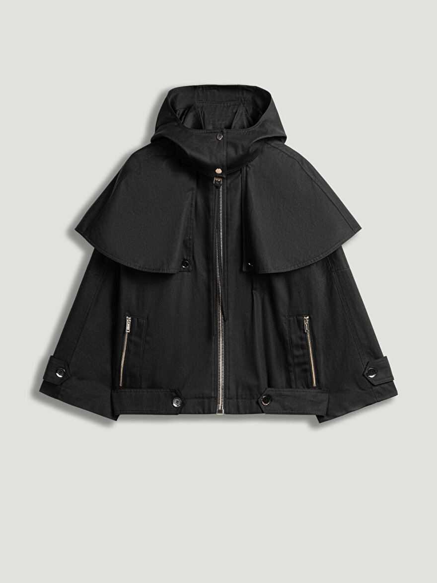 Nocturne Pelerin Detaylı Kapüşonlu Trençkot