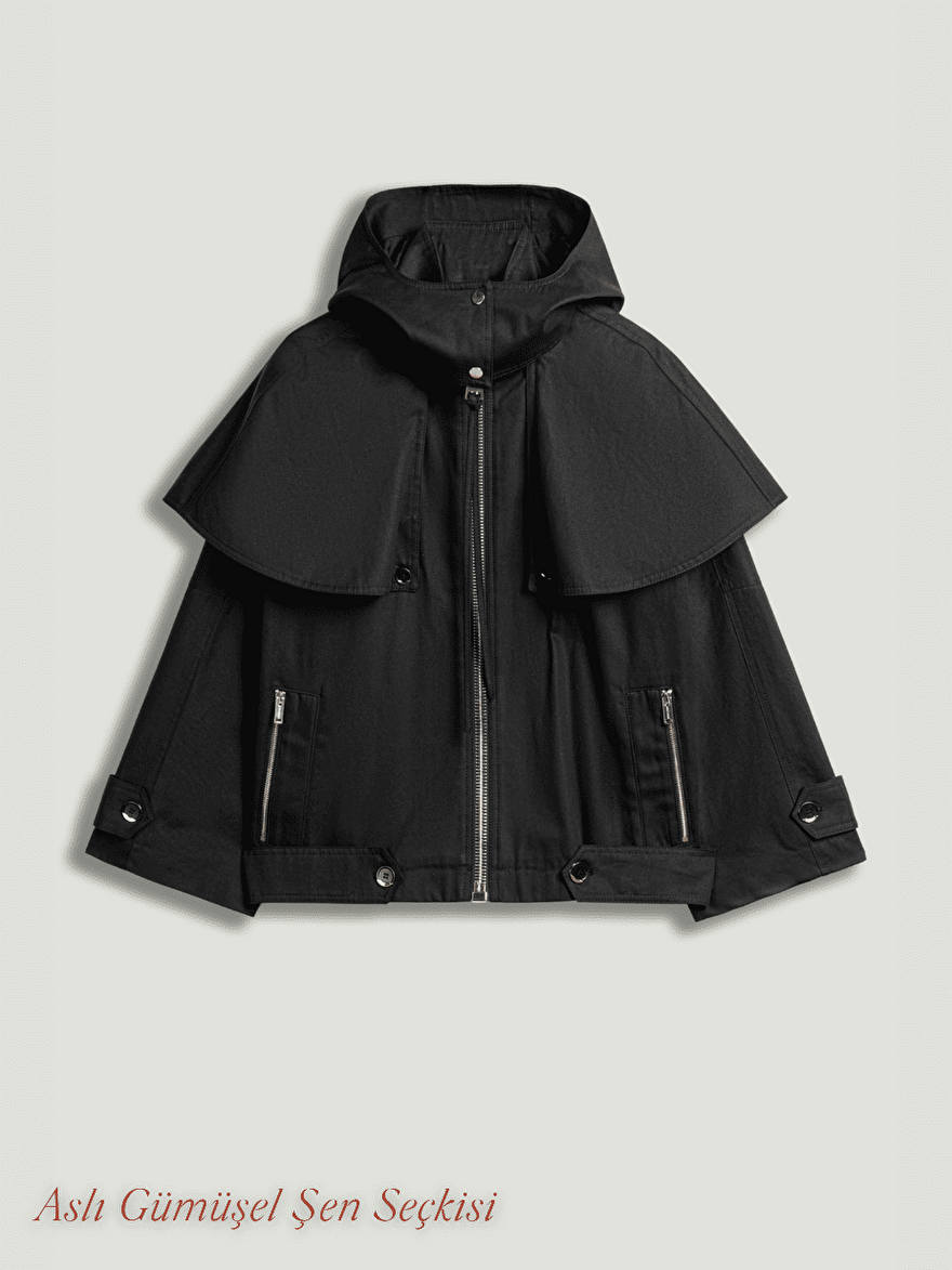 Nocturne Pelerin Detaylı Kapüşonlu Trençkot