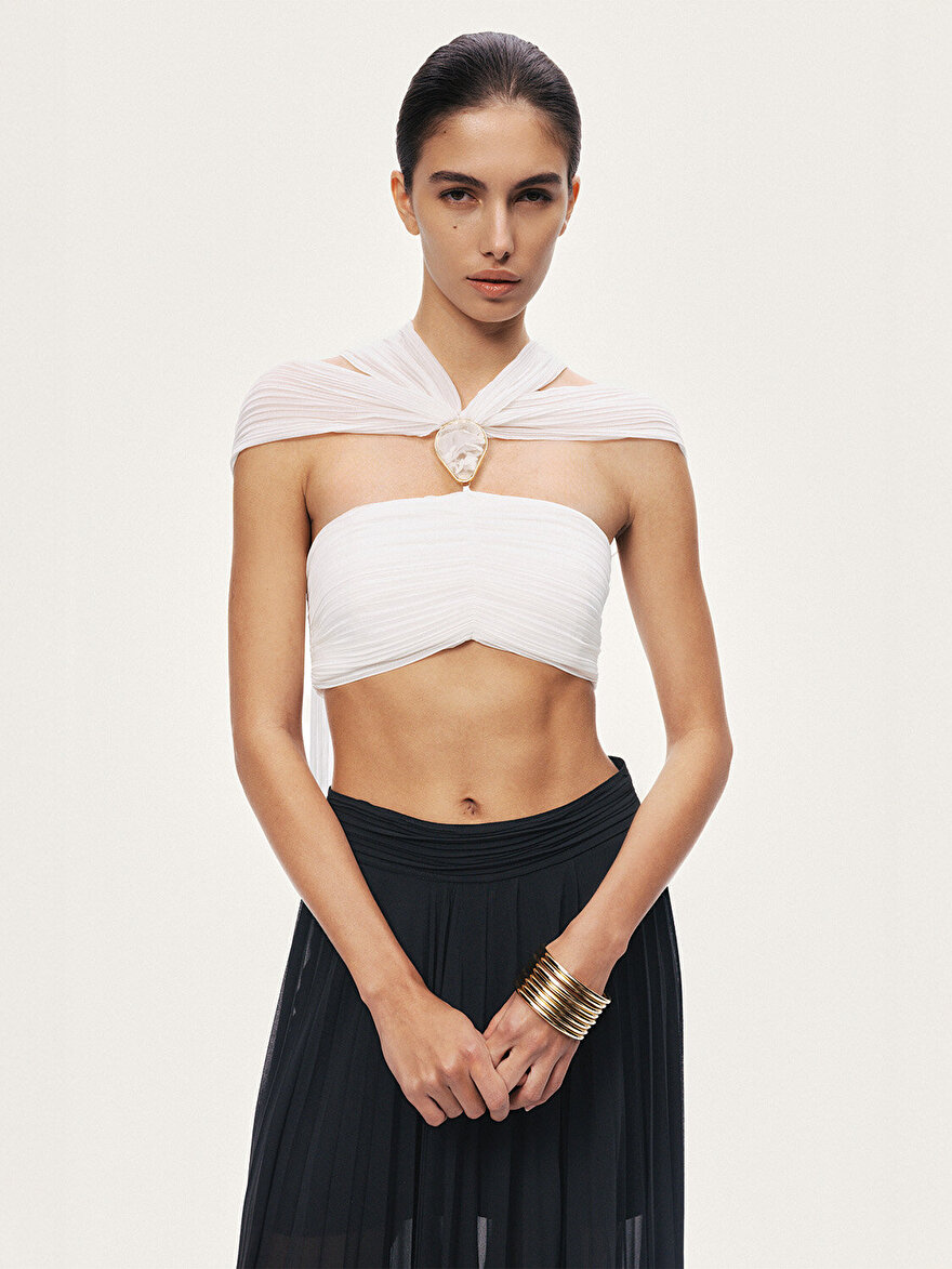 Nocturne Aksesuar Detaylı Şifon Bağlamalı Büstiyer