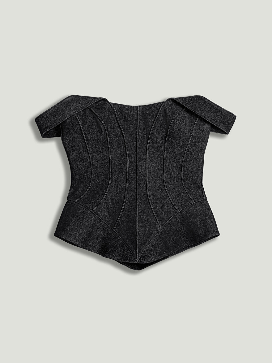 Nocturne Korse Görünümlü Denim Büstiyer