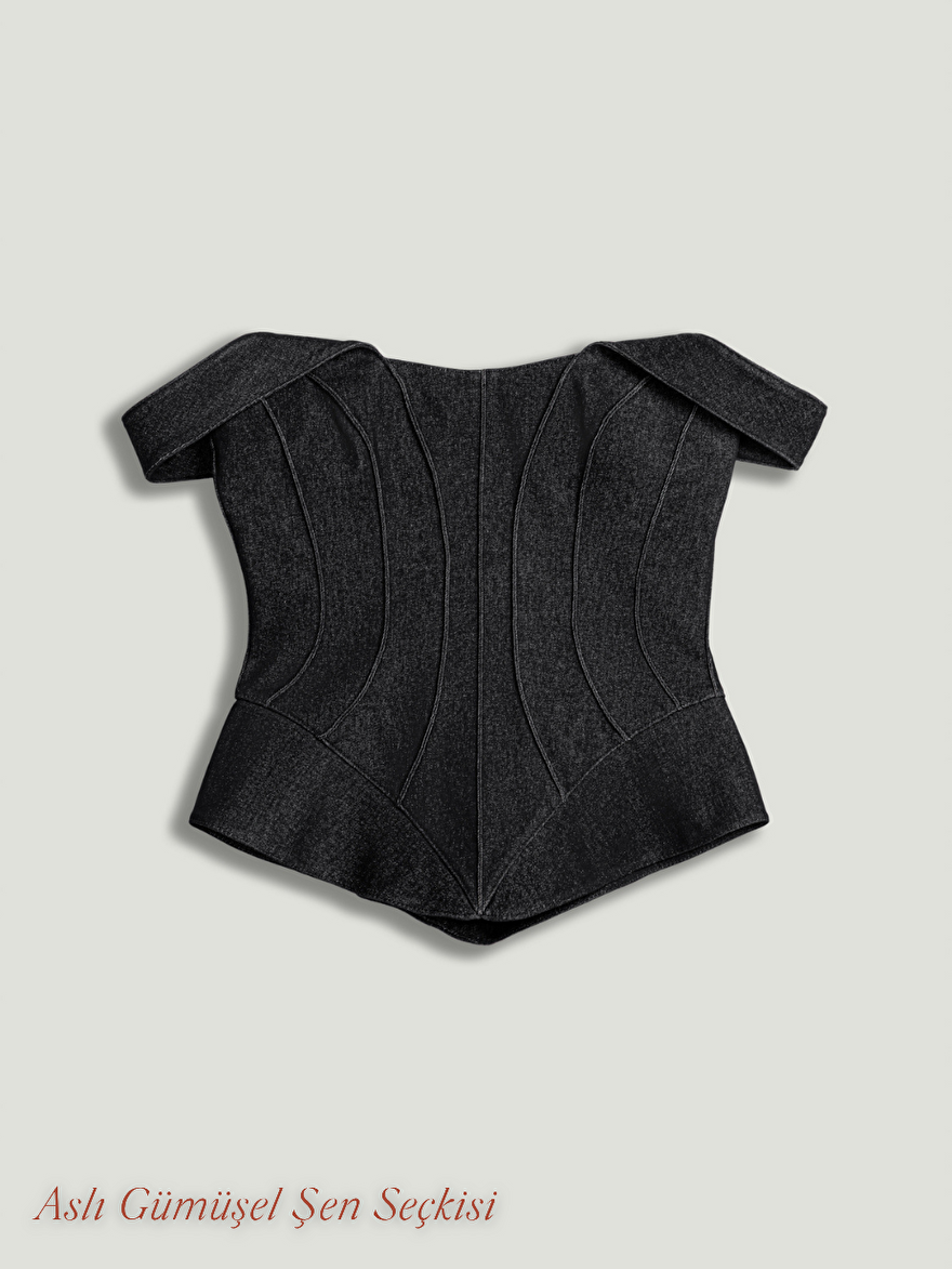 Nocturne Korse Görünümlü Denim Büstiyer