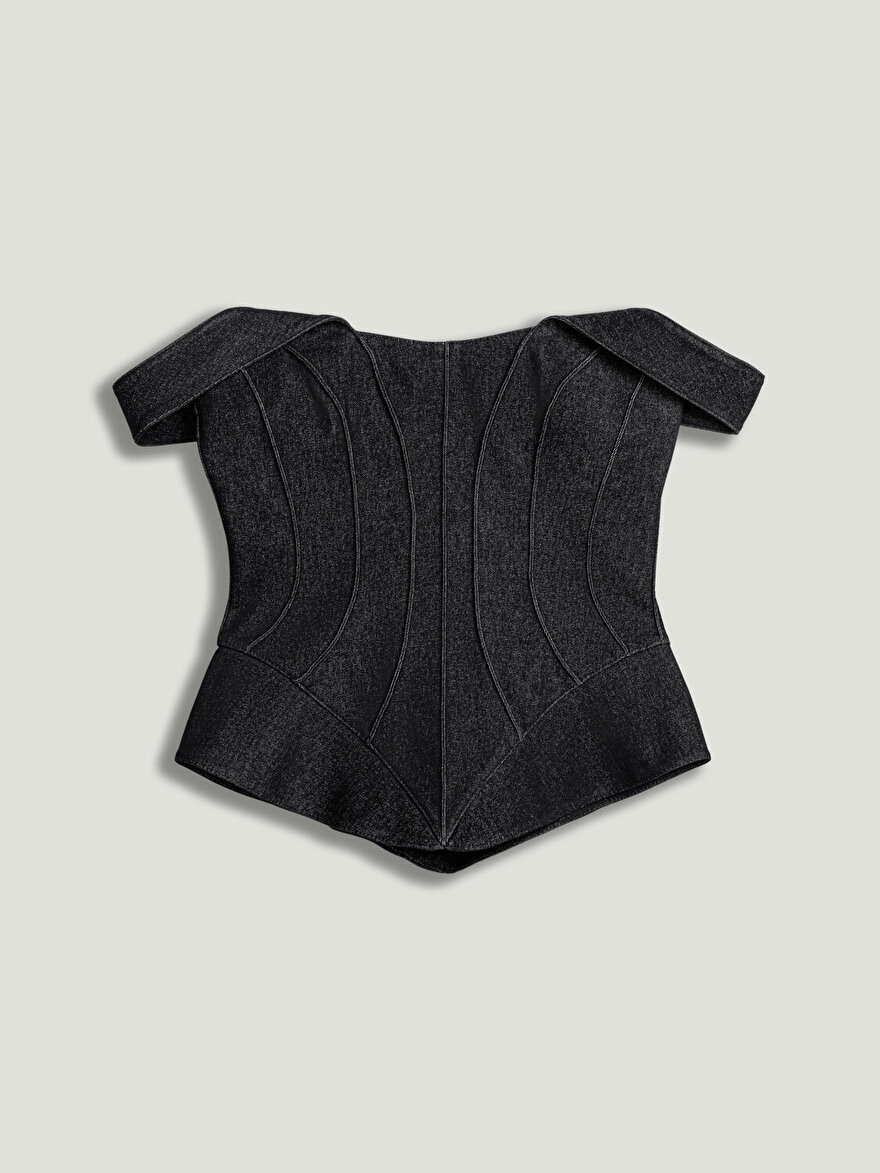 Nocturne Korse Görünümlü Denim Büstiyer