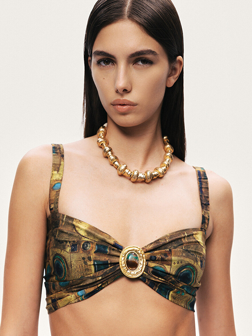 Nocturne Aksesuar Detaylı Desenli Büstiyer