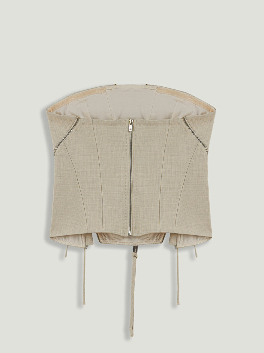 Nocturne Metal Fermuar Detaylı Straplez Büstiyer