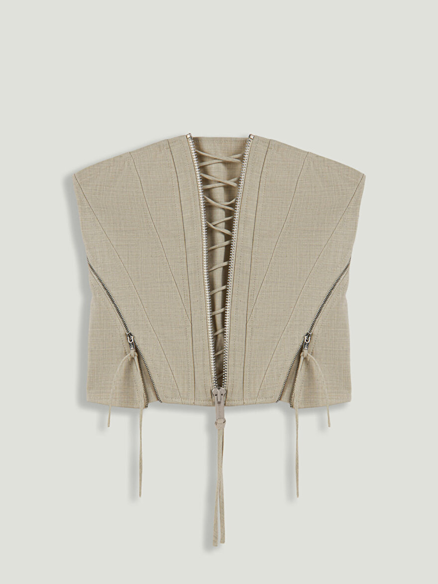 Nocturne Metal Fermuar Detaylı Straplez Büstiyer