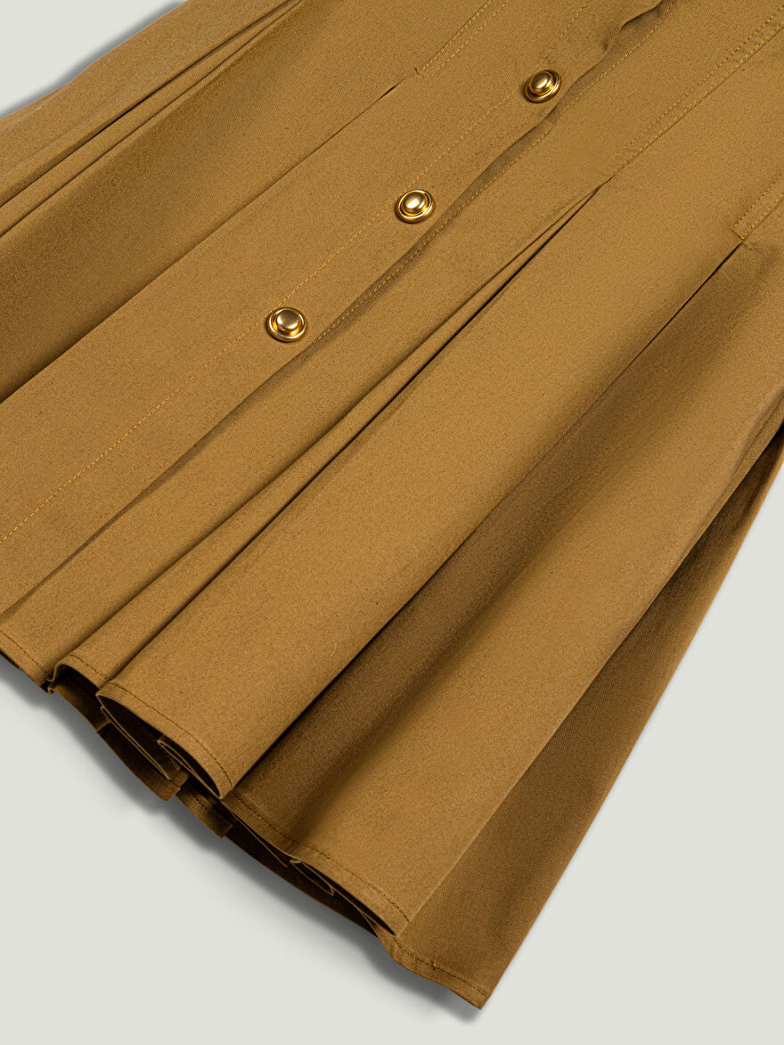 Nocturne Gömlek Yaka Pileli Mini Elbise