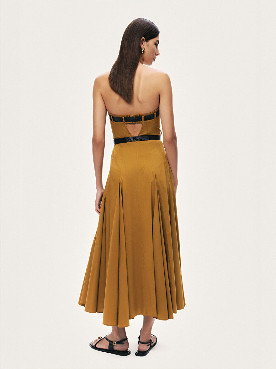 Nocturne Çift Kemerli Straplez Midi Elbise